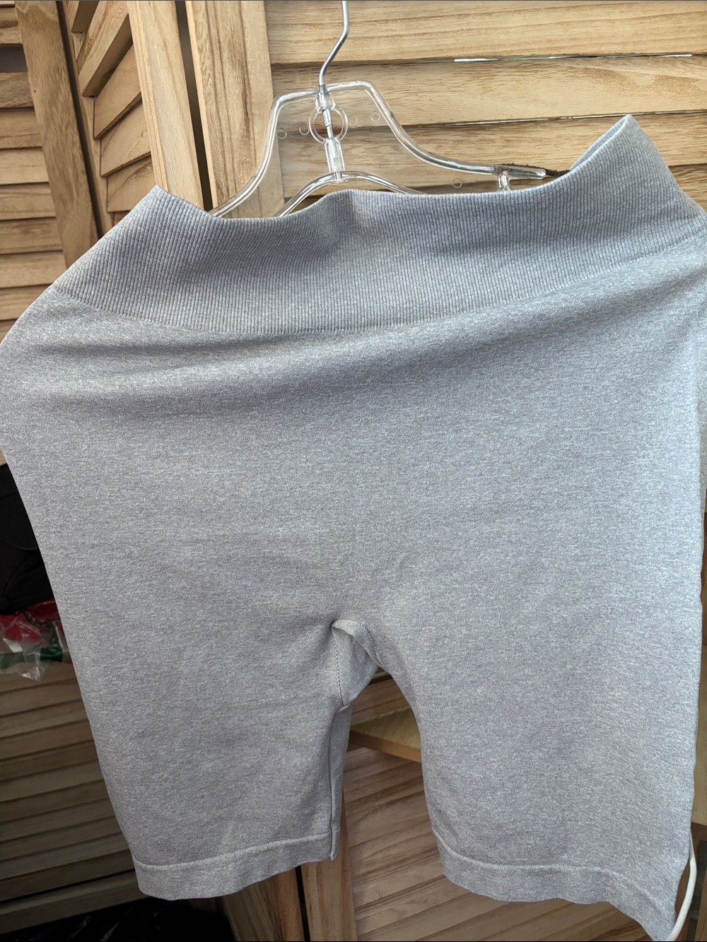 eye candy Light Gray Ribbed Waist Knit Bike Shorts 1X/2X